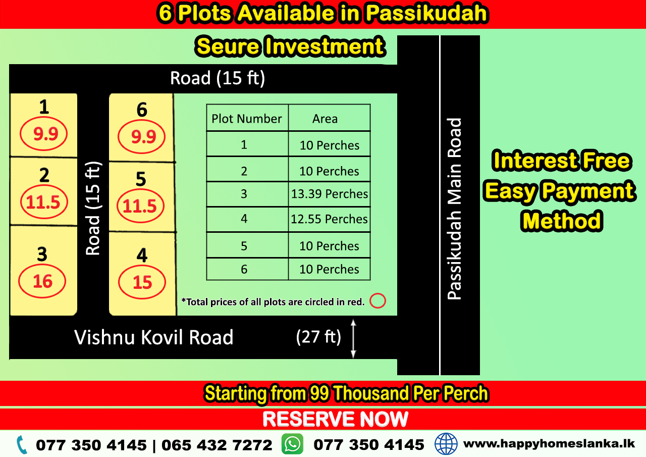 10 Perch Land Plots for Sale in Pasikudah – L4A003