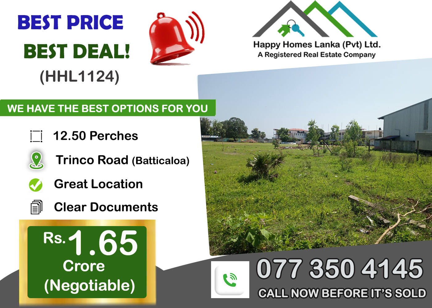Land for Sale in Sinna Oorani (Trinco Road) – HHL1124