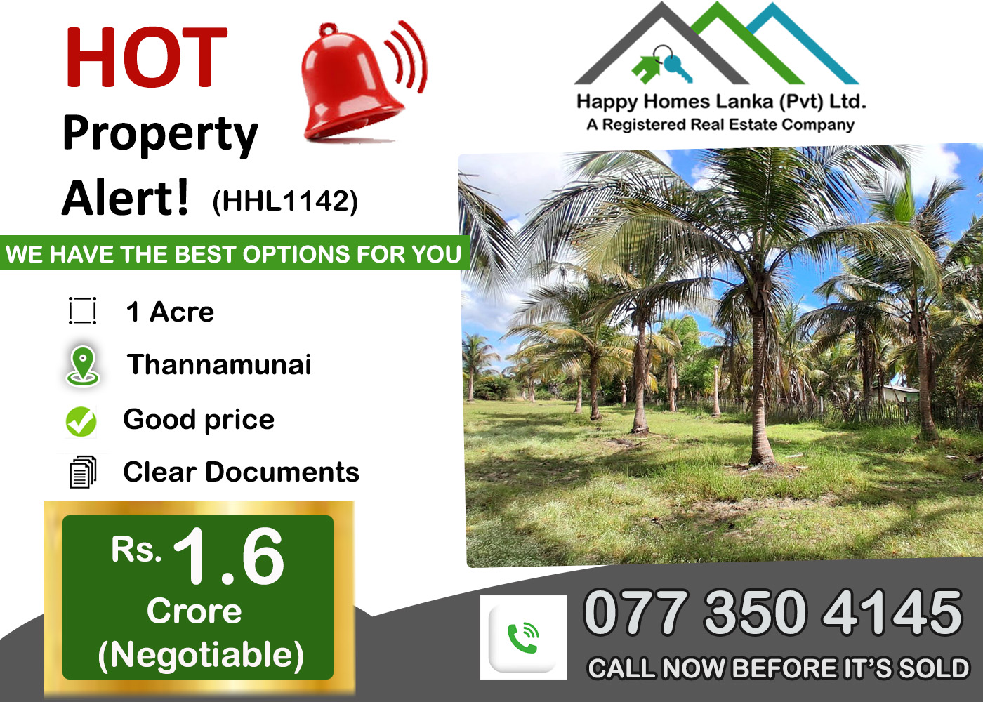 Land  for  Sale in Thannamunai – HHL1142